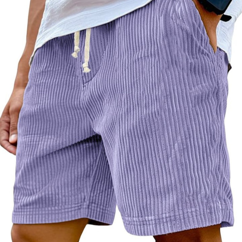 Men's Retro Embroidered Corduroy Fashionable Lace-up Casual Shorts