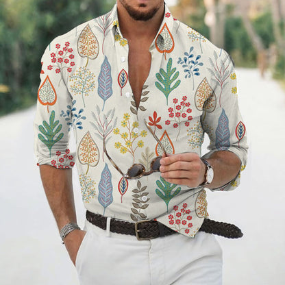 Men's Fashion Printed Cardigan Long-Sleeve Shirt
