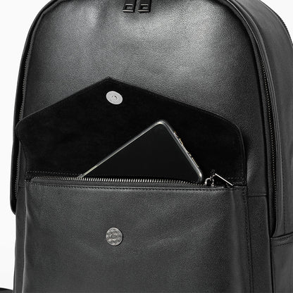 Full-grain Leather Backpack With Large Capacity For Laptops
