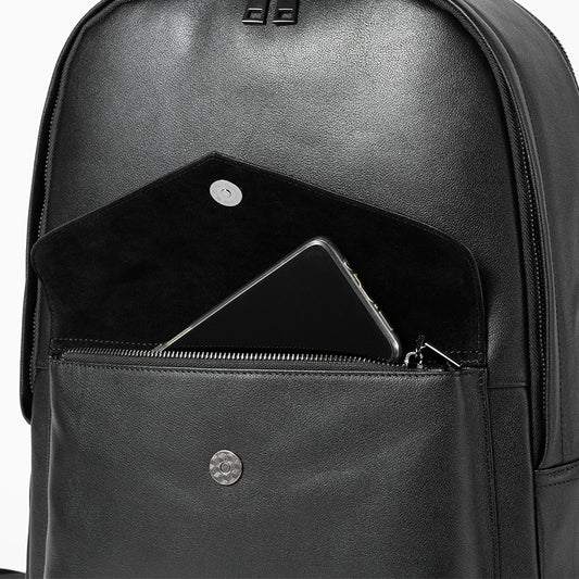Full-grain Leather Backpack With Large Capacity For Laptops