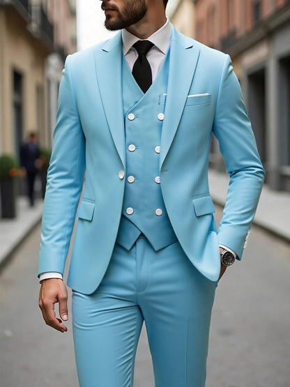Double-breasted Suit Set Mens Three-piece Business Suit