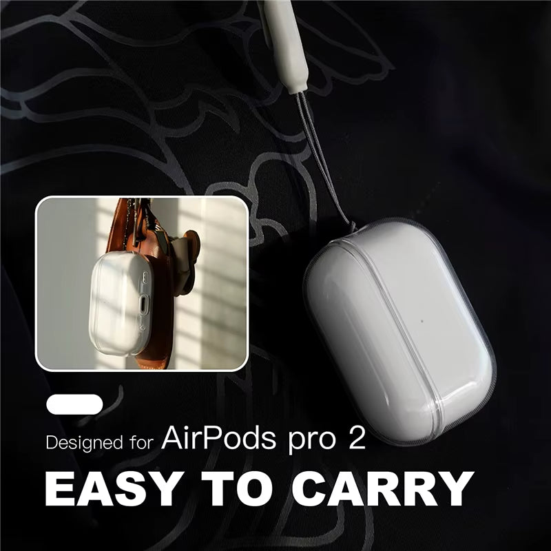Clear Soft TPU Earphone Case with Lanyard Strap for Airpods Pro 2 3 2025 2Nd Generation Air Pods 3 2 1 4 2024 Cover Accessories