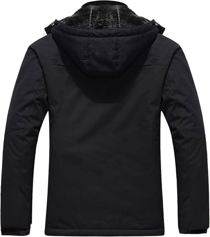 Men'S Mountain Waterproof Ski Jacket Windproof Rain Jacket Winter Warm Hooded Coat