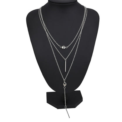 Delicate Metal Bar With Small Dots Hanging Bar Necklace
