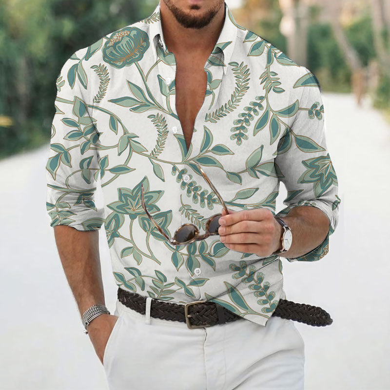 Men's Fashion Printed Cardigan Long-Sleeve Shirt