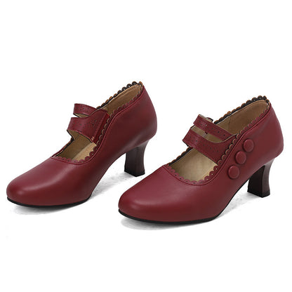 Fashionable High-Heel Retro Mary Jane Double-Breasted Pumps For Women