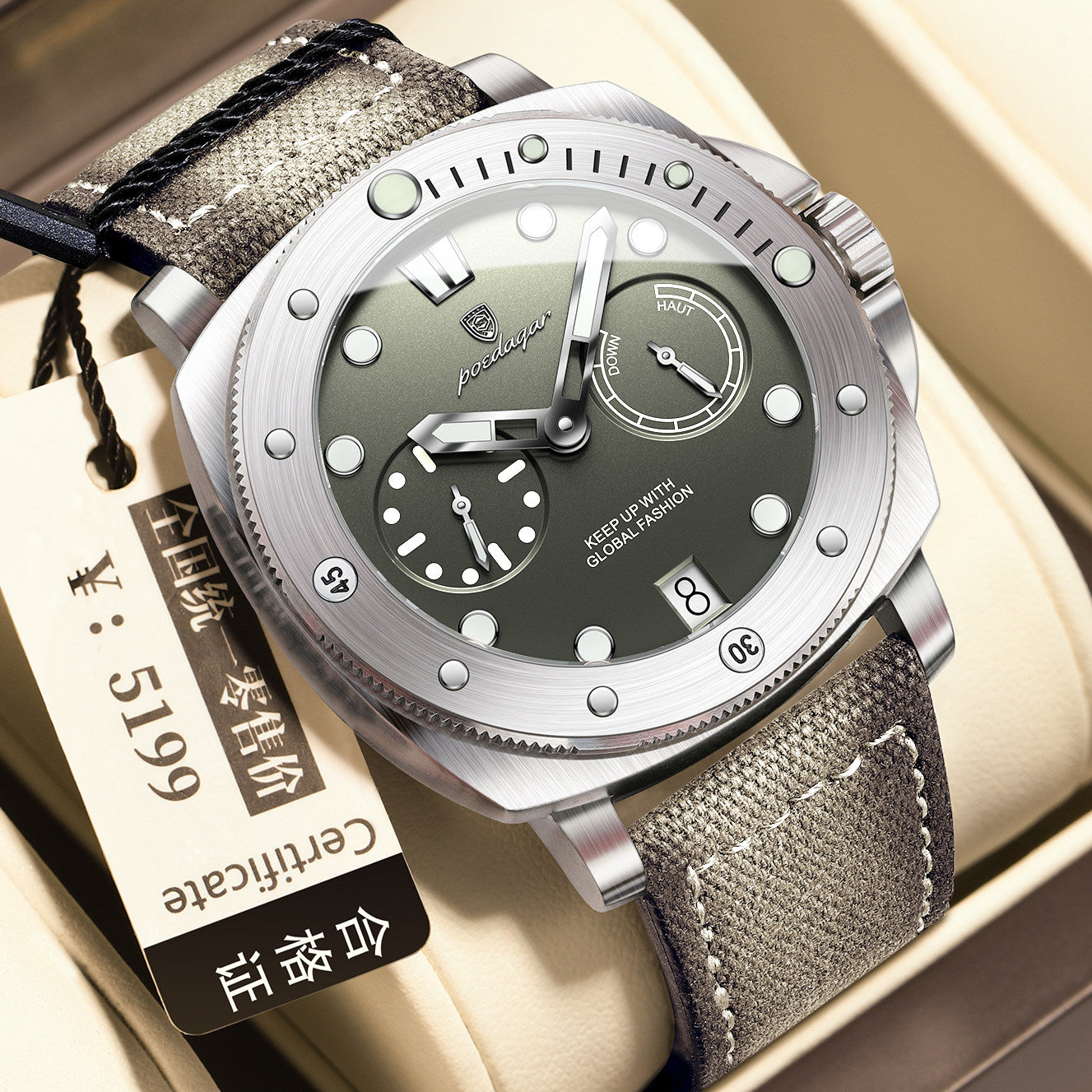 Stylish Multifunctional Waterproof Casual Trendy Luminous Mens Quartz Watch