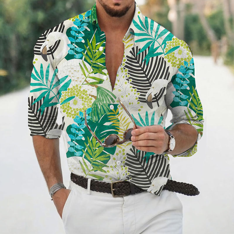 Men's Fashion Printed Cardigan Long-Sleeve Shirt