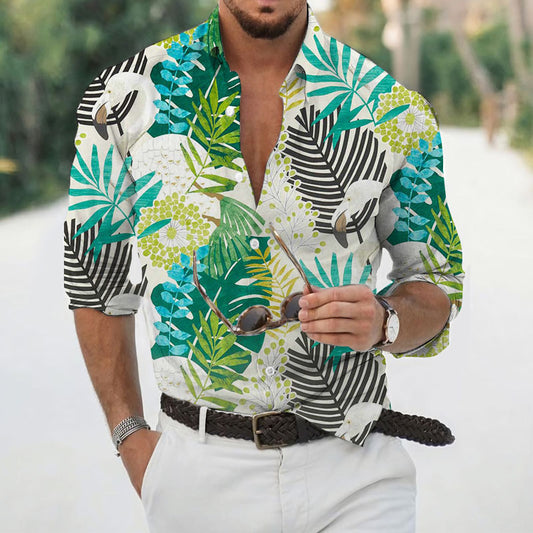 Men's Fashion Printed Cardigan Long-Sleeve Shirt