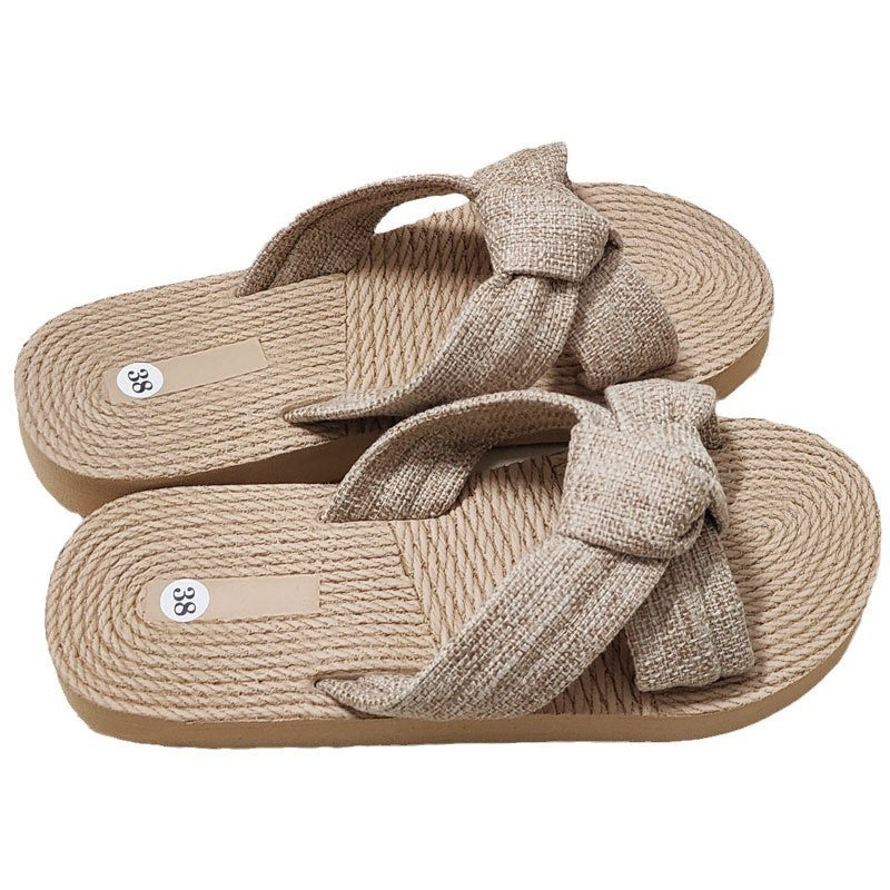 Summer New Breathable Bow-Knot Round-Toe Womens Sandals