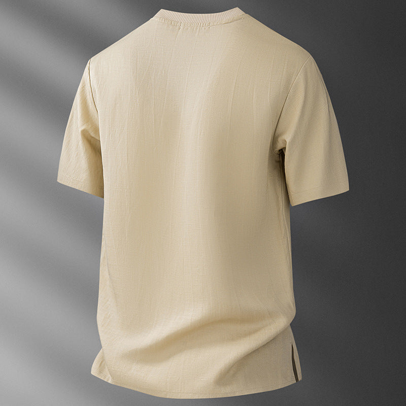 Lightweight Ice Silk Linen Men's Short-Sleeve T-Shirt