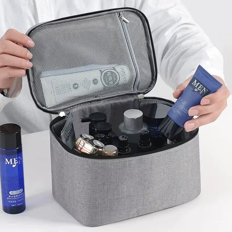 1Pc Business Trip Men'S Toiletry Bag Double Layer Large Capacity Cosmetic Bag Oxford Cloth Storage Bag Portable Handbag