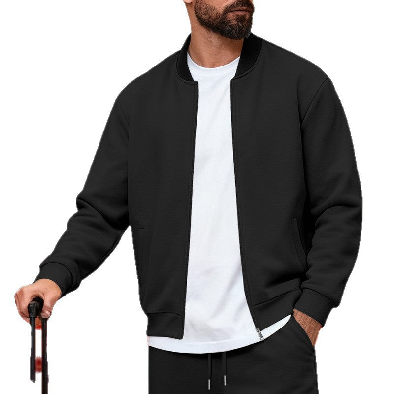 Men's Stand-Up Collar Sporty-Casual Zip-Up Long-Sleeve Jacket