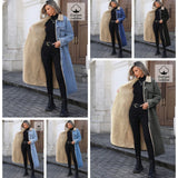 Womens Loose, Long, Fleece-lined Cotton Denim Jacket