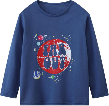Boys Long Sleeve T-Shirt Cotton Casual Winter Crewneck Basic Active Tops Tee Tunic Shirts 3 Packs Sets