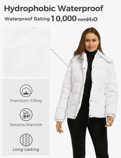Women'S Hooded Warm Winter Coat Quilted Thicken Puffer Jacket with Removable Hood