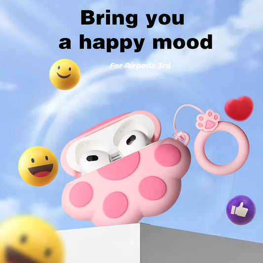 for Airpods 3 3Rd Generation Case Cute 3D Lovely Unique Cartoon for Airpod 3 Silicone Cover Fun Funny Cool Design Fashion Cases for Boys Girls Kids Teen for Air Pods 3 (2021) (Cat Claw)
