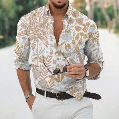 Men's Fashion Printed Cardigan Long-Sleeve Shirt