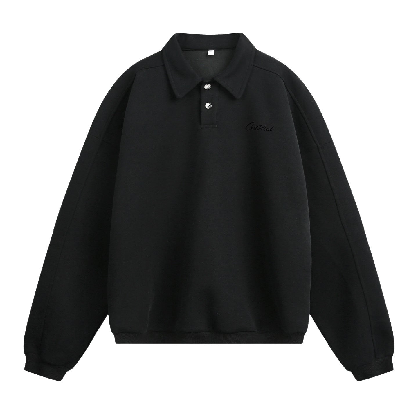 Letter-printed Lapel-button Long-sleeve Hoodie