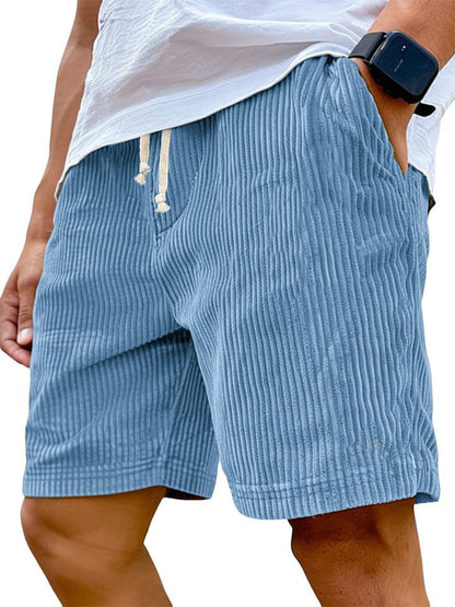 Men's Retro Embroidered Corduroy Fashionable Lace-up Casual Shorts