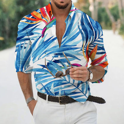 Men's Fashion Printed Cardigan Long-Sleeve Shirt