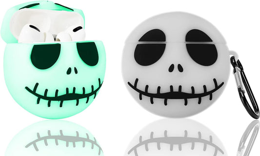 (Luminous Skull) Airpod Pro 2019/Pro 2 Gen 2022 Case Cover Soft Silicone, 3D Cute Cartoon Cover Funny Protective Case Compatible with Airpods Pro Case, Anime Design with Keychain