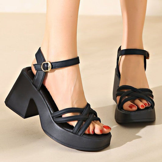 Women's Fashionable Casual Waterproof High-Heel Sandals