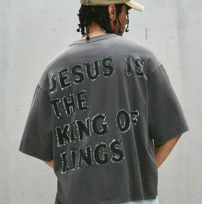 Washed Letter-printed Short Sleeves