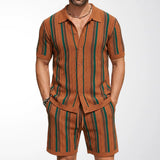 Men's Casual Short-Sleeve Knitted Two-Piece Set