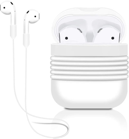 Shockproof Silicone Protective Air Pods Case Cover with Earphone Sports Anti-Lost Strap [White] IPOD-SLC-02-WH /