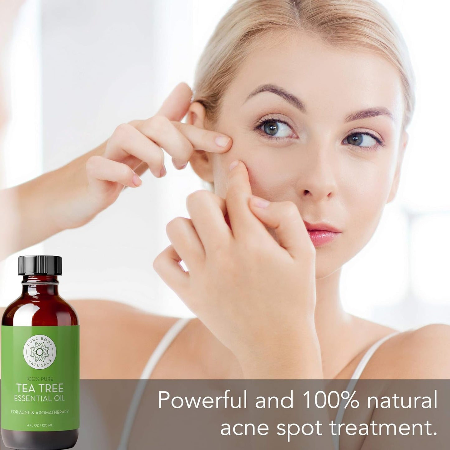 Tea Tree Essential Oil, 4 Fl Oz with Dropper - Undiluted Therapeutic Grade for Your Face, Skin, Hair and Diffuser - 100% Pure Melaleuca Oil for Acne, Toenails - by
