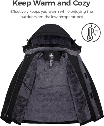 Men'S Waterproof Ski Jacket Warm Winter Snow Jacket Snowboarding Jacket with Hood