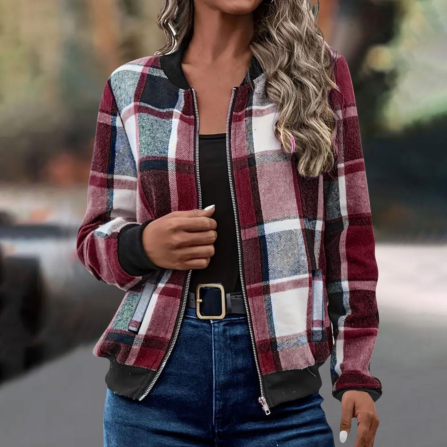 Womens Casual Long-sleeve Printed Cardigan Jacket