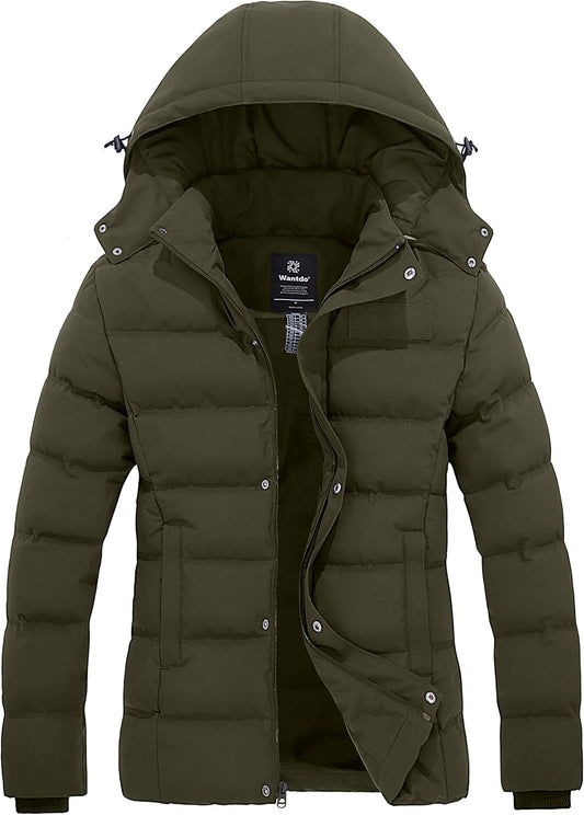 Women'S Hooded Warm Winter Coat Quilted Thicken Puffer Jacket with Removable Hood