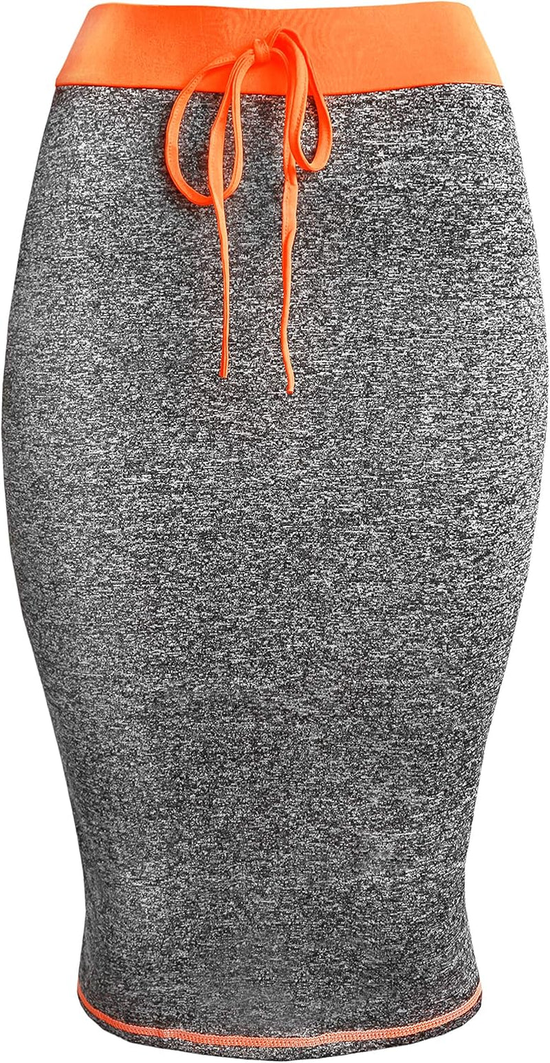 Active Heather Pencil Midi Bodycon Skirt
