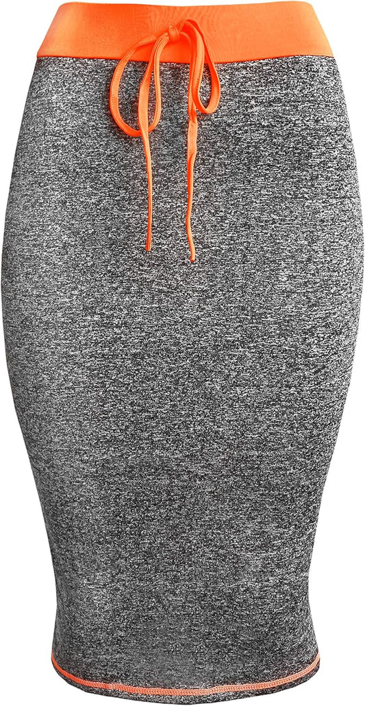Active Heather Pencil Midi Bodycon Skirt