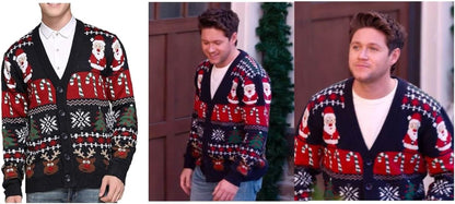 Men'S Christmas Rudolph Reindeer Holiday Festive Knitted Sweater Cardigan Cute Ugly Pullover Jumper