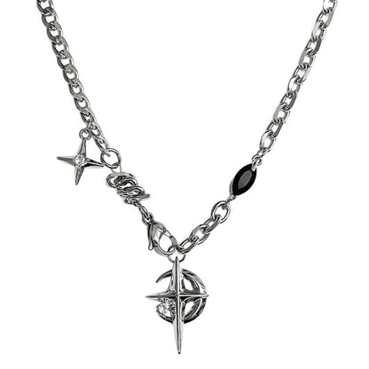 Black Gemstone Star Hip-hop Street Necklace