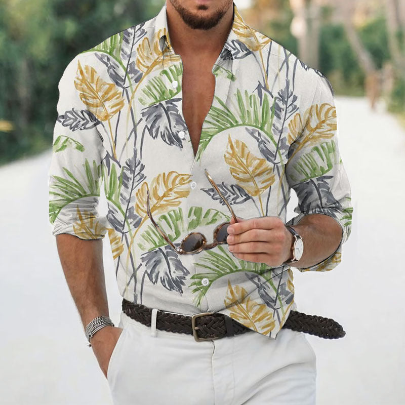 Men's Fashion Printed Cardigan Long-Sleeve Shirt