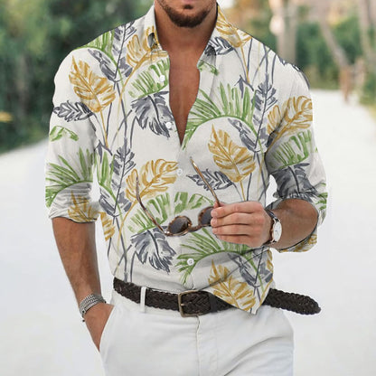 Men's Fashion Printed Cardigan Long-Sleeve Shirt