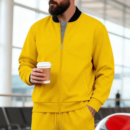 Men's Stand-Up Collar Sporty-Casual Zip-Up Long-Sleeve Jacket