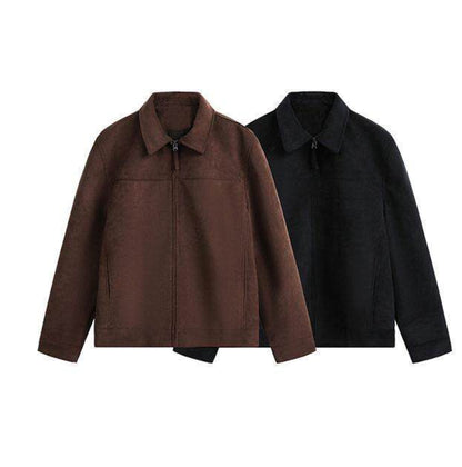 Retro Millennial Coffee-Colored Suede Jacket
