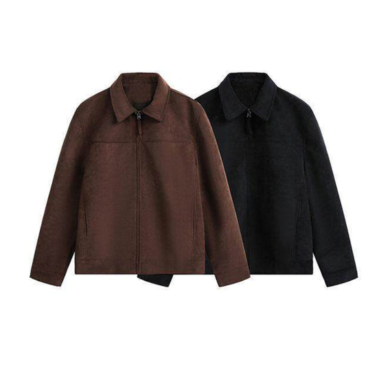 Retro Millennial Coffee-Colored Suede Jacket