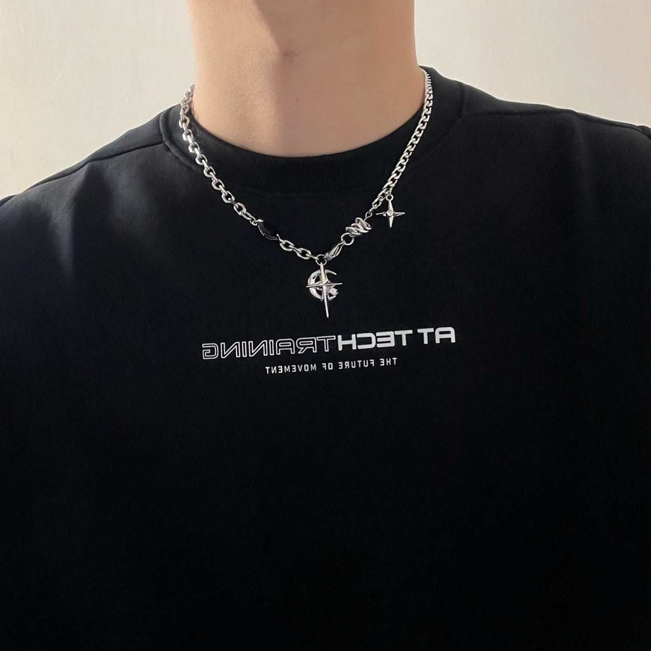 Black Gemstone Star Hip-hop Street Necklace