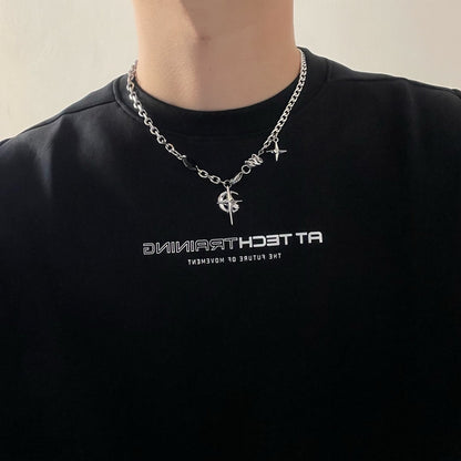 Black Gemstone Star Hip-hop Street Necklace
