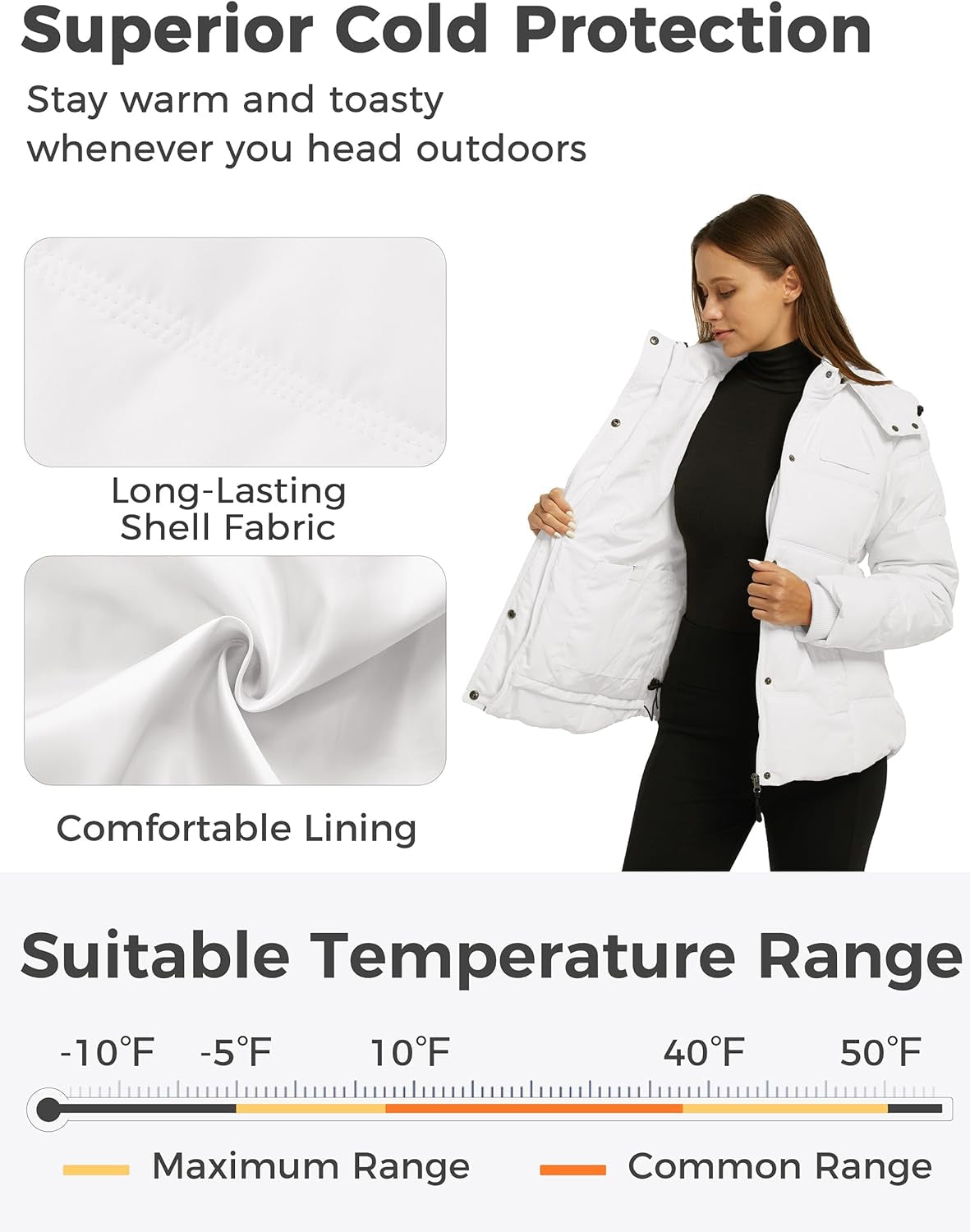 Women'S Hooded Warm Winter Coat Quilted Thicken Puffer Jacket with Removable Hood