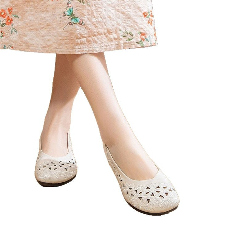 Womens Breathable Flat Non-slip Leather Sandals Soft