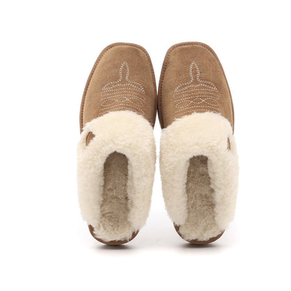 AutumnWinter Warm Cotton And Fur All-in-One Home Slippers