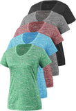 5-Pack Women'S Short Sleeve Dry Fit T-Shirt Moisture Wicking Athletic V-Neck Tee