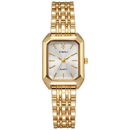 Sleek Versatile Square Womens Quartz Watch With A Stainless Steel Band
